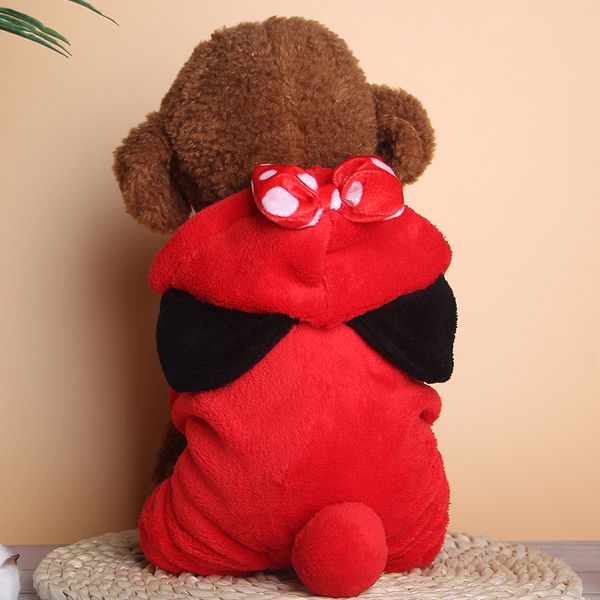 

factory direct pet clothes autumn and winter new dog clothes four feel plus velvet warm with cap plush cute clothing