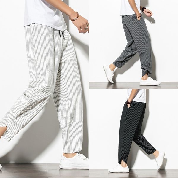 

i4es3 гарема и летом ножка новый полосатый мужской одежды китайский стиль pantsimitation широкий нога bloomers хлопок белье широкие брюки 20, Blue