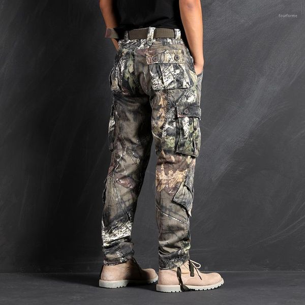 

men's pants 8 pockets casual work combat trousers male army camo cargo men's cotton pants, plus size 40 42 441, Black