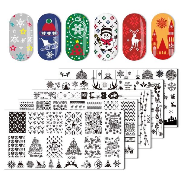 

stamping plate christmas theme overprint nail stamp nail art template stencil stainless steel 12x6cm nail tool 0387, White