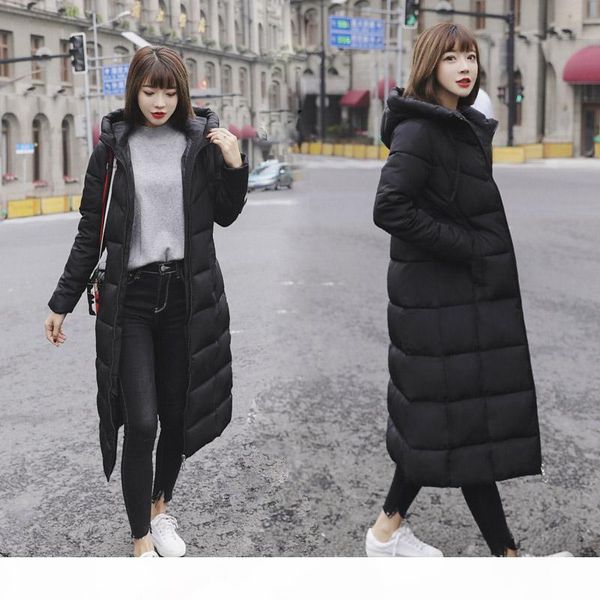 

new winter parka down jacket female coat long down jackets cotton coats womens clothing outwear plus size white duck full, Black