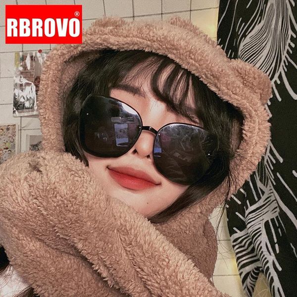 

rbrovo 2021 retro sunglasses women oversized eyeglasses women classic vintage glasses women/men luxury gafas de sol para hombre, White;black