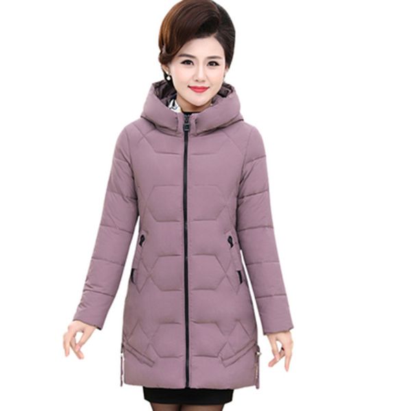 

winter middle-aged jacket women plus size mid-long coat female down cotton parkas slim fit outerwear, Black