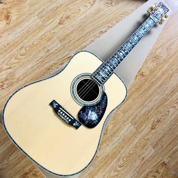 

2022 new 41" 6-string acoustic guitar. spruce veneer and rosewood back and sides, ebony fretboard, abalone shell inlay, super deluxe.