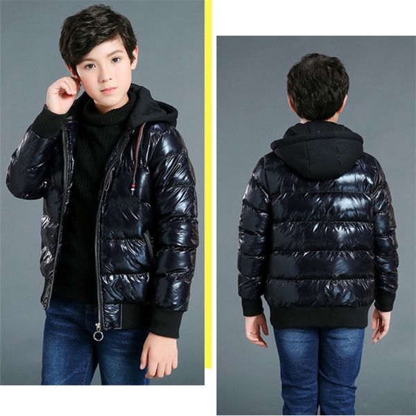 Erkek Kız Kış Kalın Sıcak Coat 8-17 Yıl Çocuklar Pamuk Aşağı Ceket Dış Giyim Çocuk Açık Su Geçirmez Rüzgar Geçirmez Snowsuit LJ201017