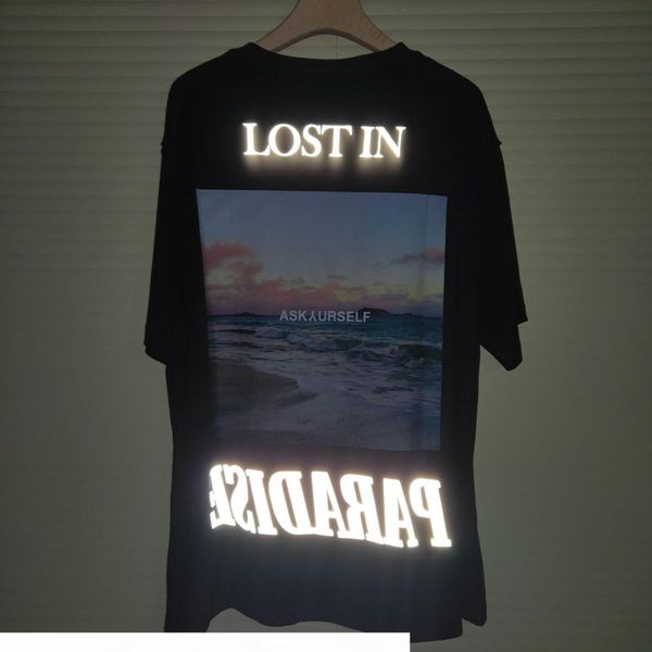 

mens tshirt reflective high street short sleeve round neck letter printing fashion solid tshirt size s-xl, White;black