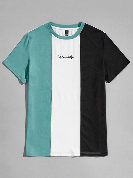 

men slogan graphic colorblock tee d5ze#, White;black