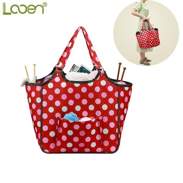 

looen knitting yarn crochet bag knitting needles yarn tote organizer diy craft woolen storage basket sewing tool accessories bag1, Black