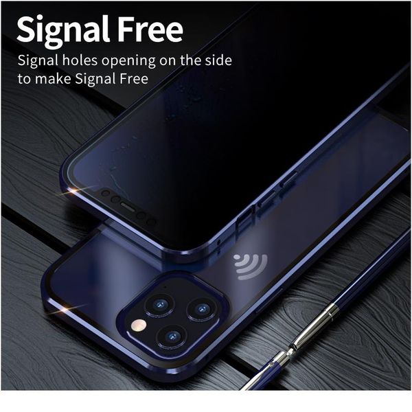 

2020 new anti peep magnetic phone case for iphone 11 12 pro max double sided glass metal adsorption privacy case fo wmtkkx