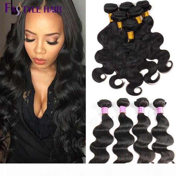 

fastyle brazilian virgin hair weave body wave human hair 4 bundles raw indian peruvian malaysian body wave hair wefts extensions wholesale, Black