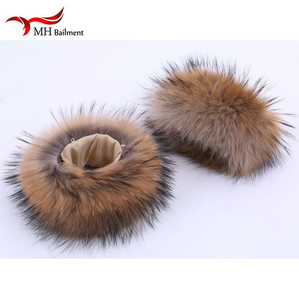 

genuine cuff warmer lady bracelet real wristband glove raccoon fur cuffs arm warmers, Blue;gray