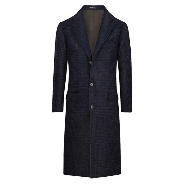 

men's suits & blazers navy plaid men wool thick fashion custom made long coat single breasted winter lapel business jacket, White;black