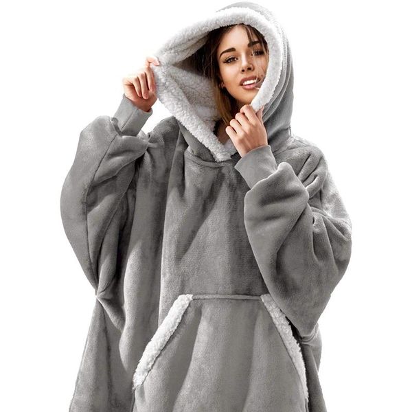 

oversized hoodie giant sweatshirts fleece sweatshirt winter clothes blanket women hoodies with sleeves feminino moletom tv rcfqv, Black;white