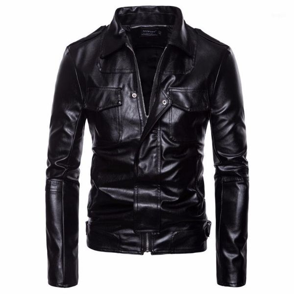 

motorcycle leather jacket coats men autumn winter jacket coat chamarras para hombre casual faux leather men1, Black
