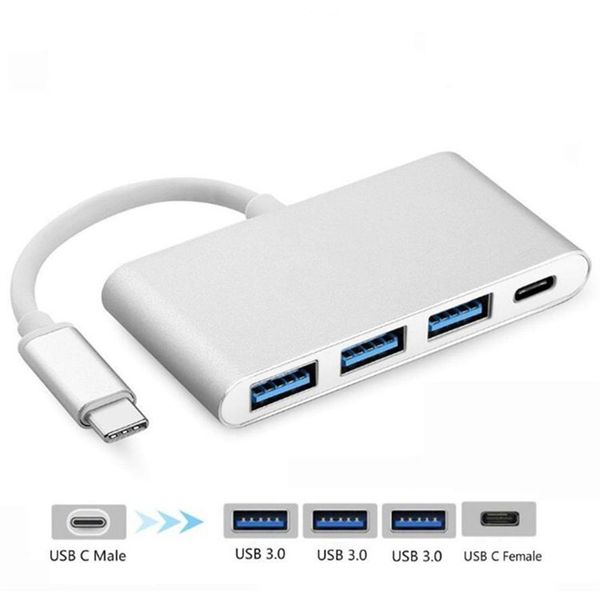 4-in-1-HUB-Adapter USB-C-Typ-C-Hubs USB 3.1 auf 4-Port-USB3.0-HD-RJ45-Ethernet-Netzwerk-Typ-C-Adapter für MacBook und andere digitale Geräte DHL FEDEX