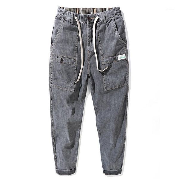 

men plus size loose stretch harem denim jeans trendy brand nine-point pants work clothes jeans dropship loose young1, Blue