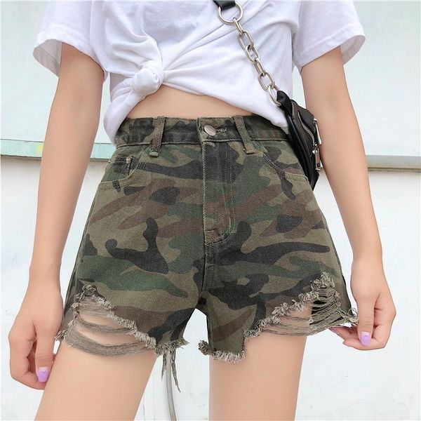 

new arrival casual summer denim women shorts high waists fur-lined leg-openings plus size camouflage short jeans1, White;black