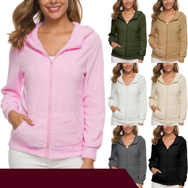 

women's jacket european and american plush sweater 20fw autumn and winter warm lamb wool women's new solid color coat size s-5xl, Black;brown