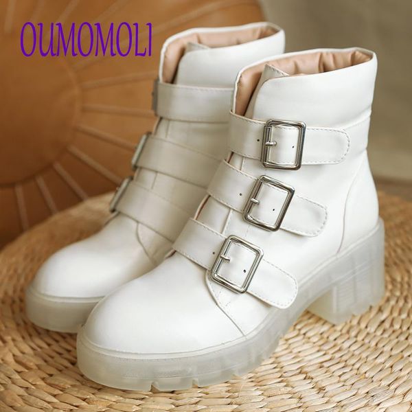 

boots women high platform ankle shoes chunky woman pu leather motorcycle ladies fashion 2021 v298, Black