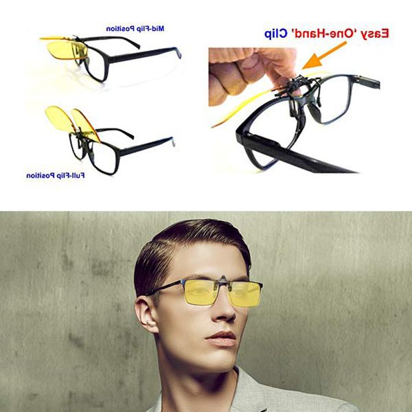 

fishing eyewear sunglasses anti-uv flip up metal clip rimless for men women drivers night vision goggles prescription glasses