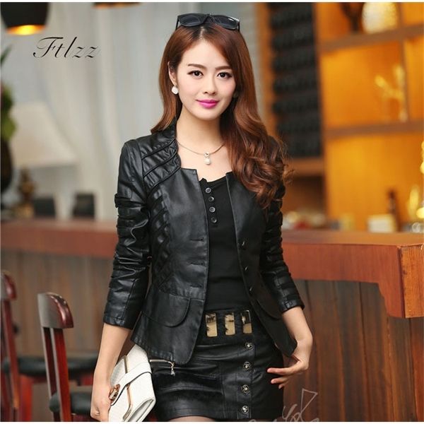 

new autumn leather jacket women slim patchwork plus size 4xl red leather coat woman punk moto bikers jacket casaco feminino x0923, Black
