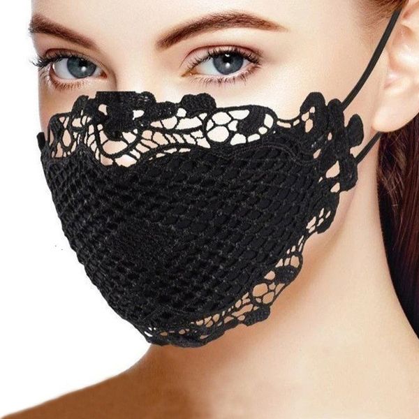 

adjustable anti dust face lace mouth muffle mask for women washable reusable cloth masks mk77
