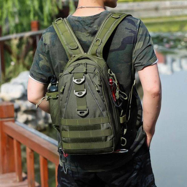 

new style outdoor camouflage tactical shoulder bag men multi-functional fishing bag backpack lure wholesale riding1