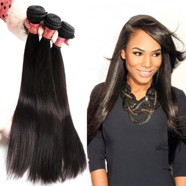 

100% natural color malaysian virgin hair extensions 8"-30"inch silky straight human hair weaves ing, Black