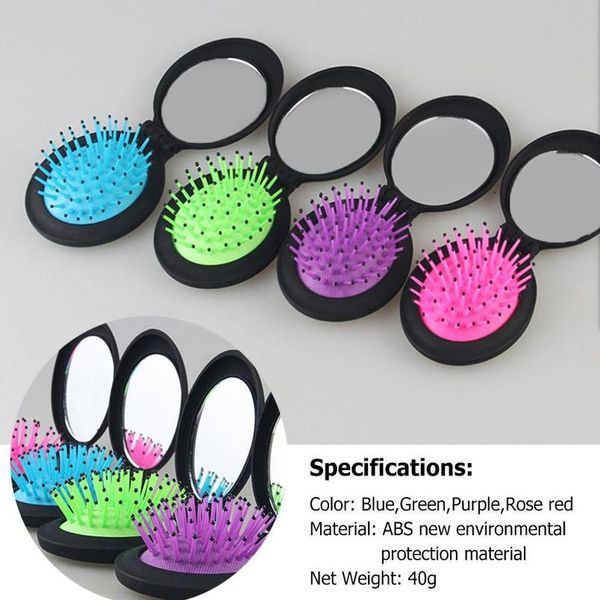 

massage folding ballon hair combs curl mirror round portable environmental protection travel anti-static women gi wmtnpi, Silver