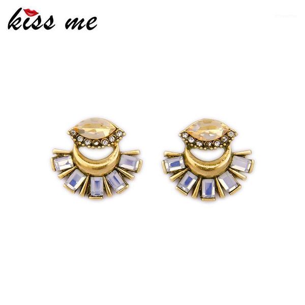 

kiss me latest stud earrings antique gold color statement jewelry korean fashion earrings for girls1, Golden;silver