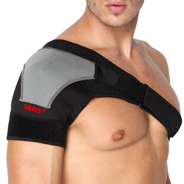 

adjustable shoulder brace for men&women breathable gym sports single shoulder support with pressure pad pain relief, Black;blue