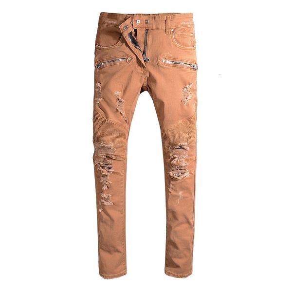 

2019 new mens distressed ripped slim fit motorcycle biker denim for men hip hop stylist jeans