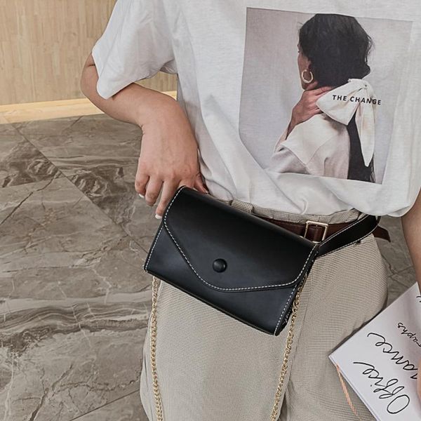 

waist bag women's 2020 autumn new pu leather chest bags fanny pack female fashion trend chain shoulder messenger bag waist pack