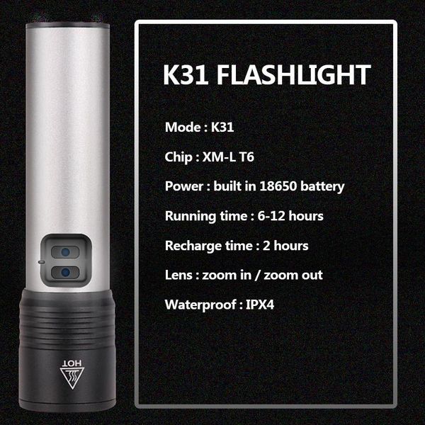 

xm l t6 usb rechargeable led flashlight camping light zoomable torch lithium battery waterproof with built in 1200mah led bulbs bbyiqr