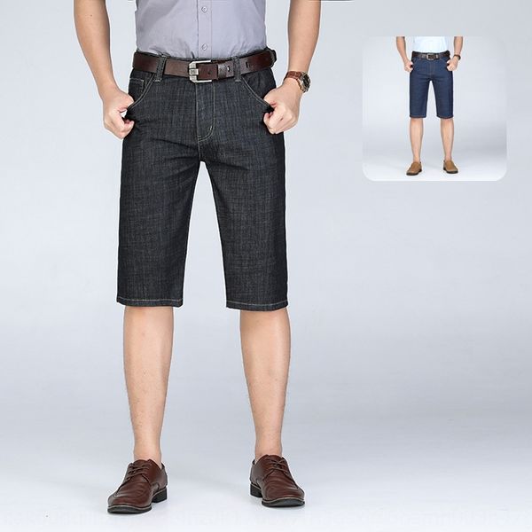 

2020 денима джинсы jeansshorts и джинсы мужские эластичные прямые брюки половине лета тонкий среднего возраста и пожилых мужчин джинсы шорты, Blue