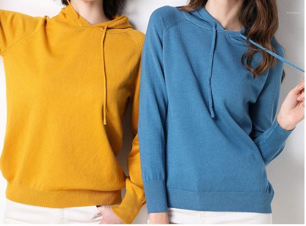 

2019 autumn women sweater thin knitted hat hoodie solid color loose jumper student wear1, White;black