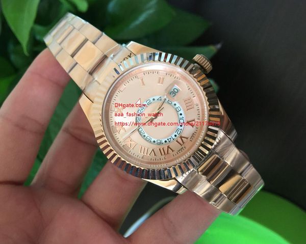 

factory supplier wristwatches sapphire perpetual 42mm 18k pink gold 326935 automatic mechanical mens men's watch watches, Slivery;brown