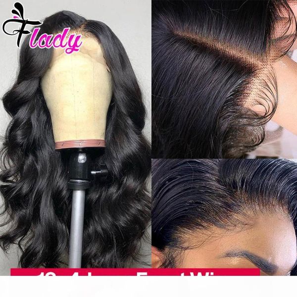

flady lace frontal wig brazilian body wave wig 13x4 lace front human hair wigs for black women 30inch remy 4x4 closure, Black;brown