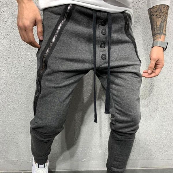 

men's pants 2021 pants, casual multi-zipper drawstring waistband sweatpants for vacation travelling party fitness size m-3xl, Black