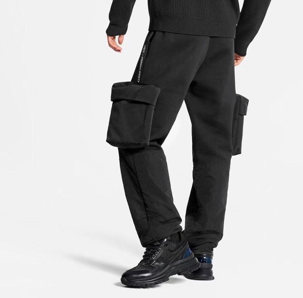 

pocket pants black long trousers street fashion men women couple simple pants