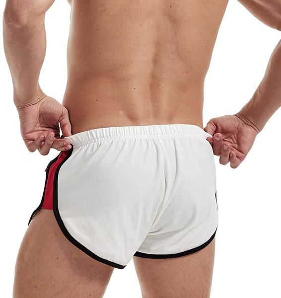 

mens running short shorts lounge booty shorts with side split, White;black