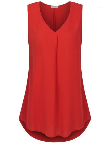 

fashion women summer chiffon v-neck sleeveless t-shirt1, White