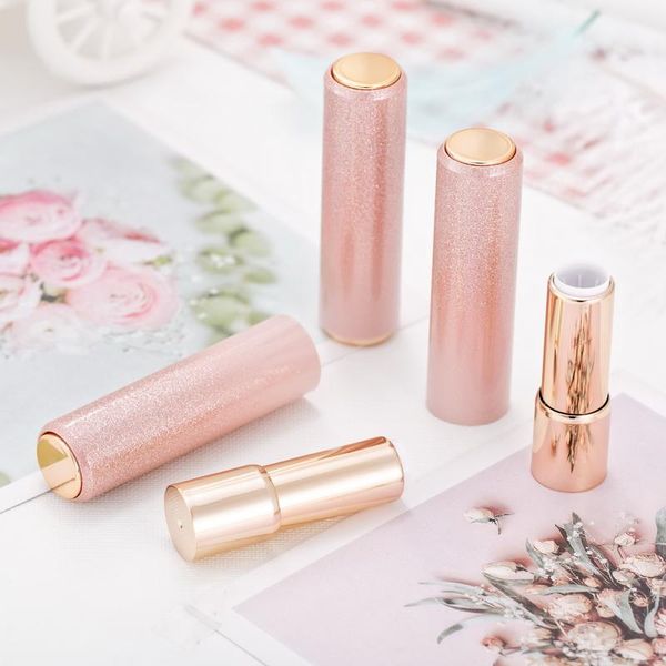 

storage bottles & jars 12.1mm plastic round pressed gradient pink lipstick tube,empty makeup tool professional lip package,lip rougebottle