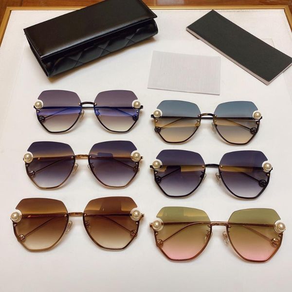 

brand designer women's sunglasses pearl fashion sunglasses women frameless gradient sun glasses sunshade summer1, White;black