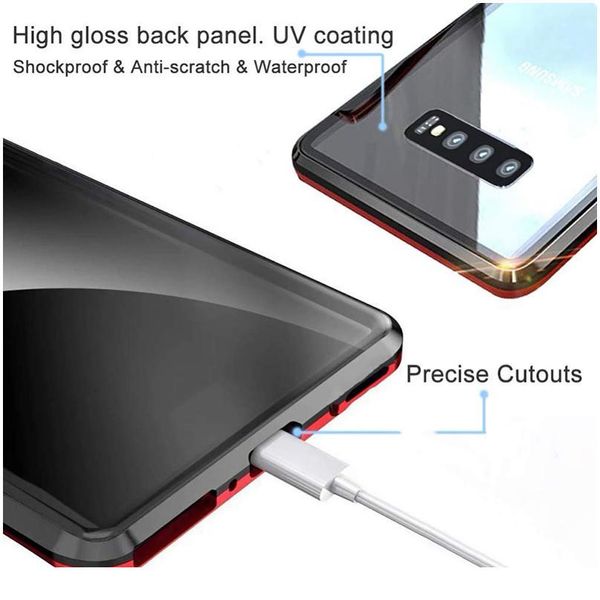 

360 full protection magnetic case for samsung galaxy s20 note 20 10 9 8 plus tempered glass magnet cover for qylmbo