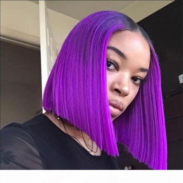 

bob wig straight synthetic lace front wig for women new colors purple mixed cosplay synthetic, Black