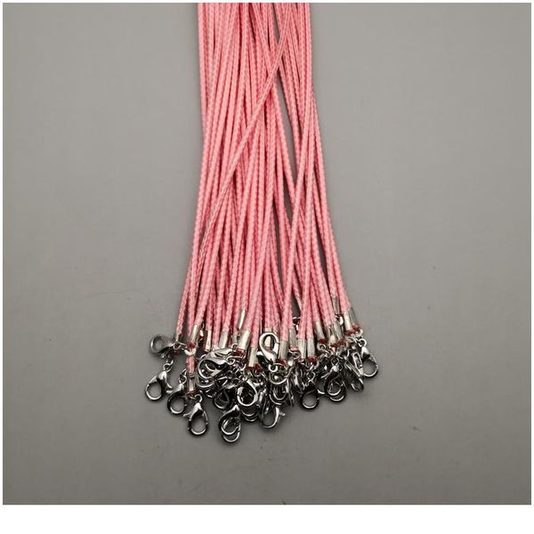 

fashion 2mm pink clasp lobster wax leather chains necklaces rope pendant for jewelry making diy charm accessories w jllbca, Silver