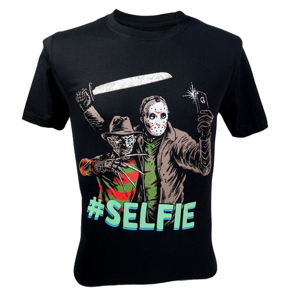 

summer 2018 short sleeve plus size freddy krueger vs jason 13th friday #selfie funny hallowee t shirt summer sport hooded sweatshirt hoodie