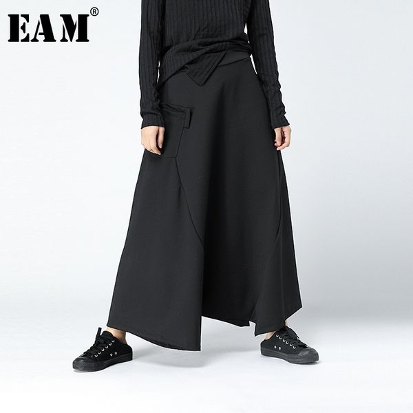 

eam] 2020 spring autumn fashion new supper loose hip hop cross-pants personality solid color big size pants woman ya63201 1017, Black;white