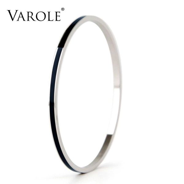 

bangle 3 clr. enamel stainless steel cuff bracelets accessories for women clothing trendy jewelry, Black